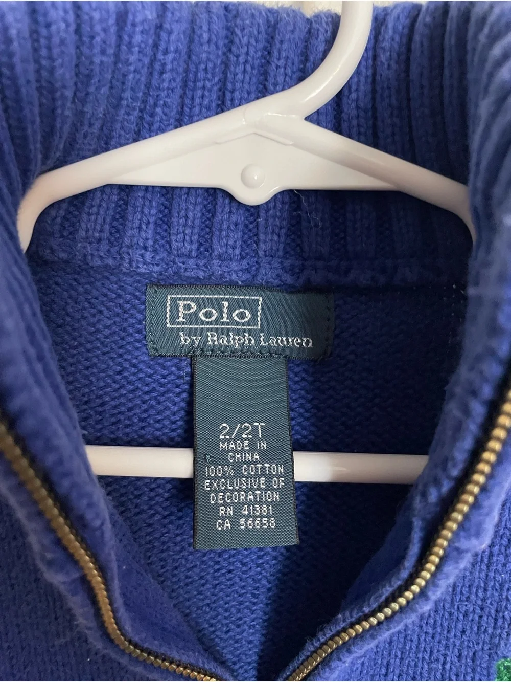 Polo by Ralph Lauren Boys size 2T Dark Blue Knit Half-Zip Sweater w Green Logo